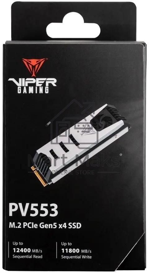 Накопитель SSD Patriot PV553, 4Tb, PCIe 5.0 x4, M.2 2280, NVMe, R/W 12400/11800, с активным охлаждением