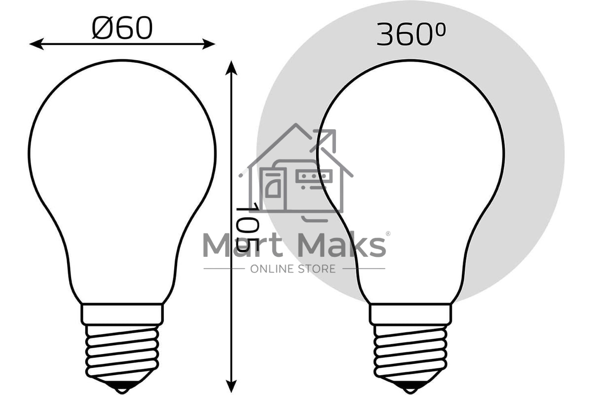 Светодиодная лампа LED GAUSS 102202110-D Filament A60 OPAL dimmable E27 10W 820lm 2700К 1/10/40