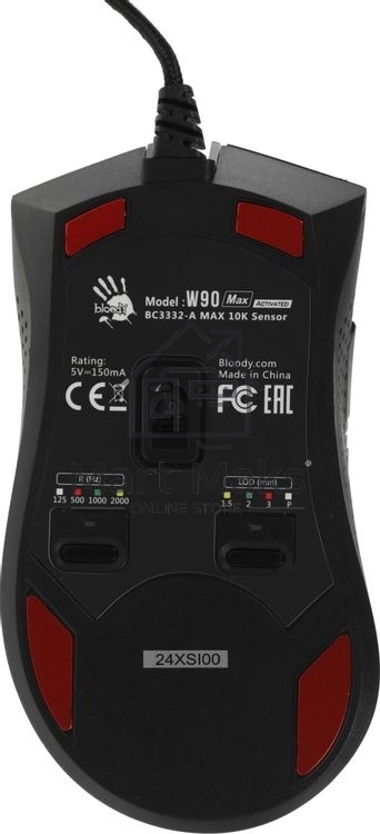 Мышь проводная A4Tech Bloody W90 Max черный, 10000 dpi, USB, кнопки - 10