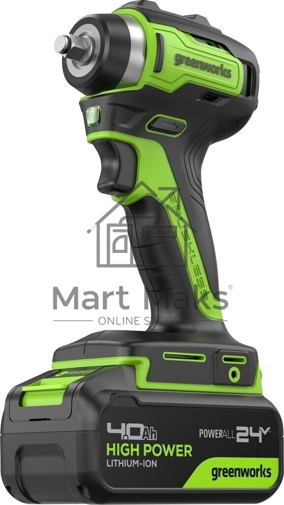 Гайковерт Greenworks G24IW200 аккум. патрон:квад.3/8