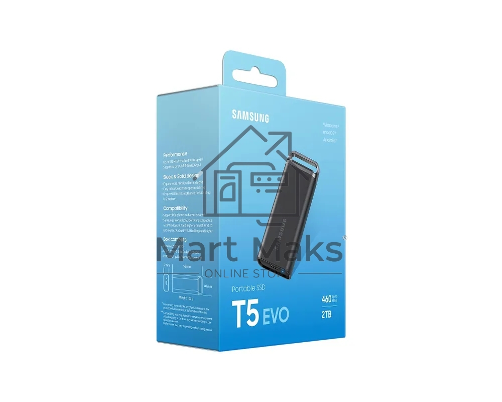 Внешний накопитель SSD Samsung T5 EVO External 2Tb (1024GB) BLACK USB 3.2 (MU-PH2T0S/WW) 1year