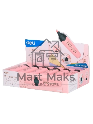 Текстовыделитель Deli EU356-PK Macaron, скошенный пишущий наконечник, 1-5мм, розовый пастельный