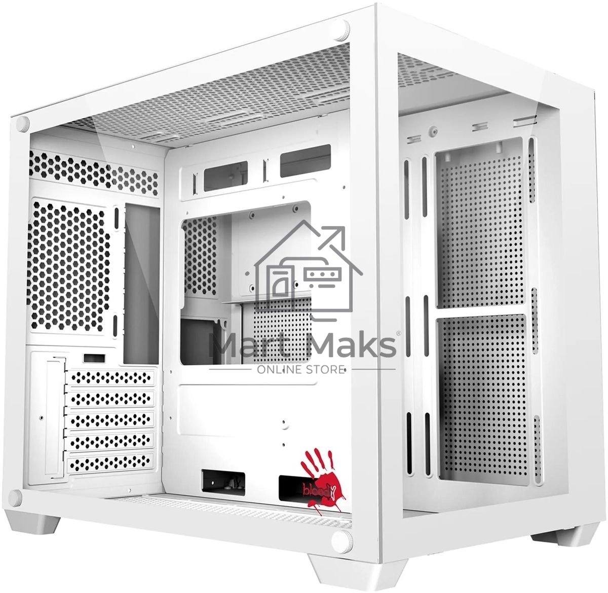 Компьютерный корпус Bloody BD-CC108 белый без БП mATX 9x120mm 2xUSB3.0 audio bott PSU