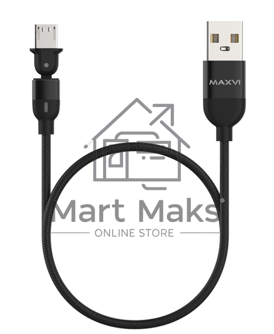 Кабель Maxvi MC-19M black, USB-A - microUSB, 2.4A, LED ток макс. нагрузки 2.4А, макс. напряжение 5V; стандарт USB 2.0; длина кабеля 1.5м, нейлоновая оплетка, металлические корпуса разъемов,LED подсветка, цвет: черный