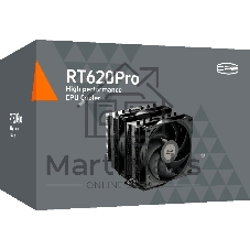 Кулер для процессора PCCooler RT620 PRO BK (250W, 4-pin PWM, 153mm, Al/Cu, 6x6mm, 2x120mm, 73.32CFM, 34.9dBA, 2200RPM, S: 1851/1700/1200/115X, AM5/AM4, черный)