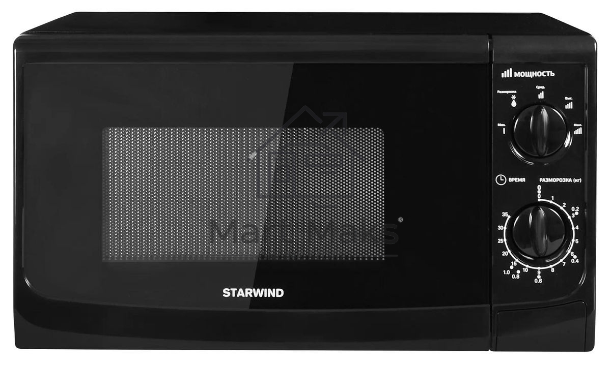 Микроволновая печь Starwind SWM5720 черный, 20 л, 700 Вт, переключатели - поворотный механизм