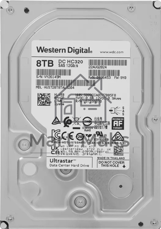 Жесткий диск HDD WD Ultrastar DC HC320 8Tb 7200rpm SAS 256Mb 3.5