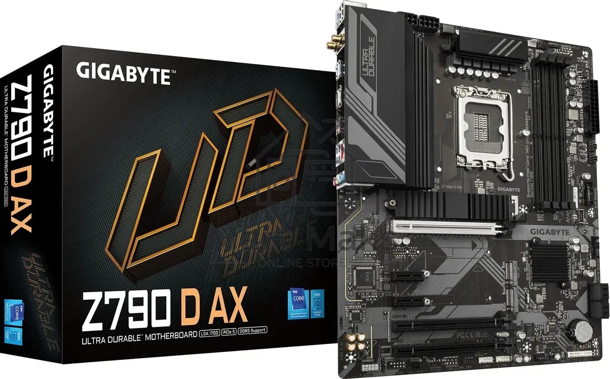 Материнская плата Gigabyte Z790 D AX, LGA 1700, Intel Z790, 4xDDR5, 4xSATA, 3xM.2, 1xPCI-E 5.0 x16, 1xPCI-E 4.0 x4, 2xPCI-E 3.0 x1, 1xHDMI, 1xDP, 1x 2.5Gb LAN, 4xUSB-A 3.2 Gen 1, 1xUSB-A 3.2 Gen 2, 2xUSB-A 2.0, 1xUSB-C 3.2 Gen 2, 3x3.5 мм, 7.1, ATX