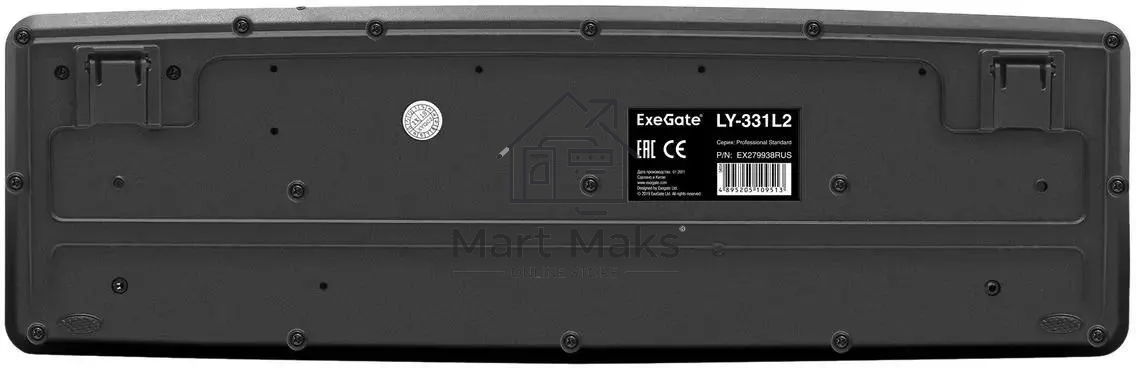 Клавиатура ExeGate Professional Standard LY-331L2 (USB, полноразмерная, влагозащищенная, 104кл., Enter большой, длина кабеля 2,2м, черная, Color Box)