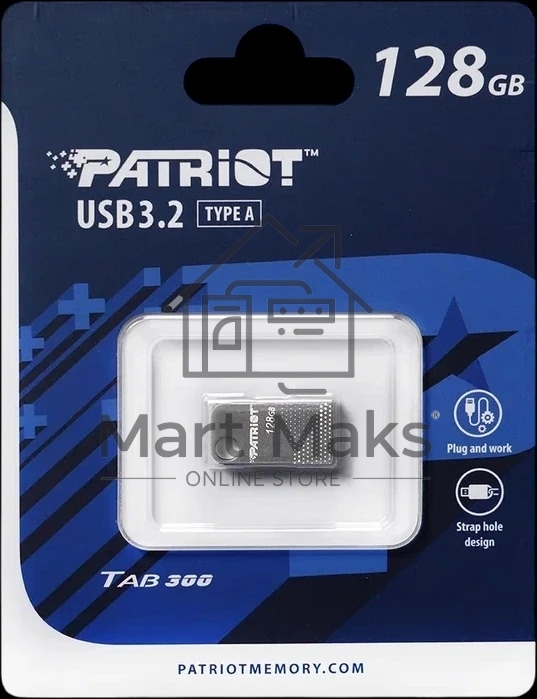 Флеш диск Patriot TAB 300 128GB USB 3.2 GEN 1 Type-A <PSF128GT300DS3U> grey mini