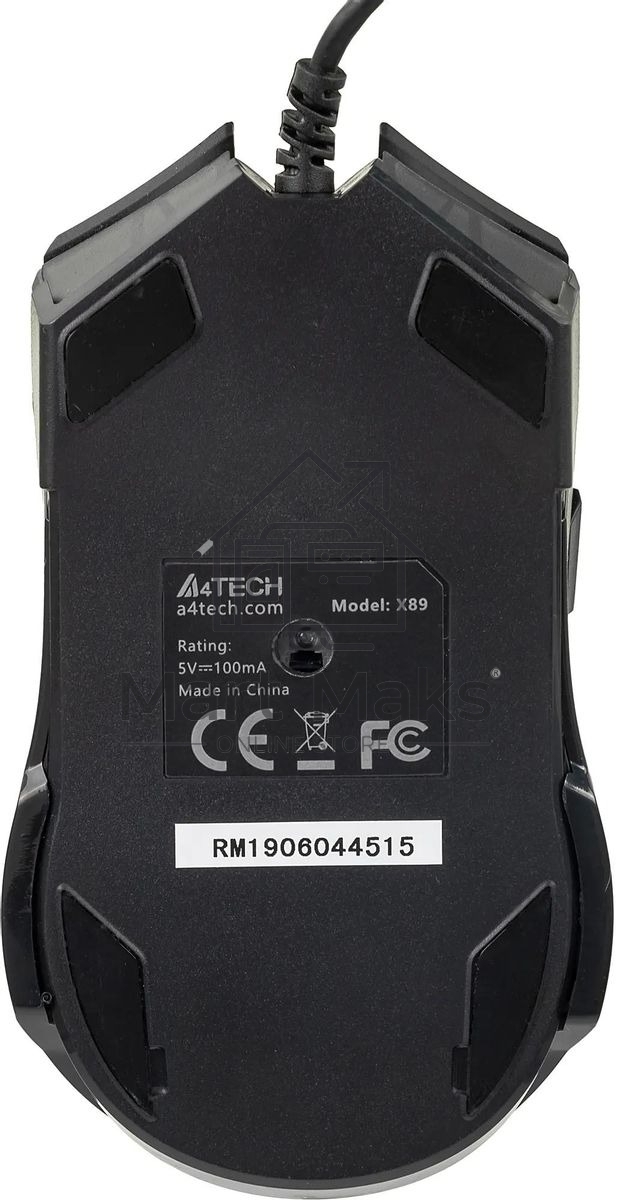 Мышь проводная A4Tech X89 черный, 2400 dpi, USB, кнопки - 8