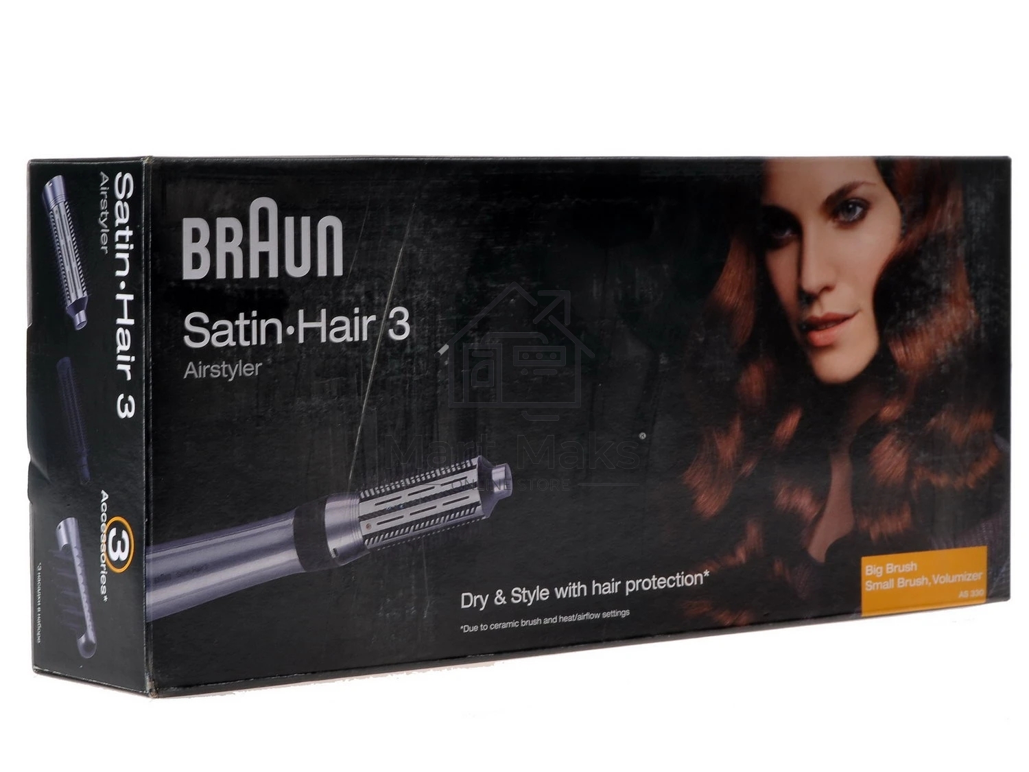 Фен-щётка Braun AS330 серебристый/черный, 400 Вт, 18/36 мм