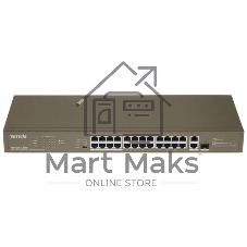 Коммутатор Tenda TEF1126P-24-250W, 24×100 Мбит/с PoE + 1×1 Гбит/с Uplink + 1×1 Гбит/с SFP (комбо), неуправляемый