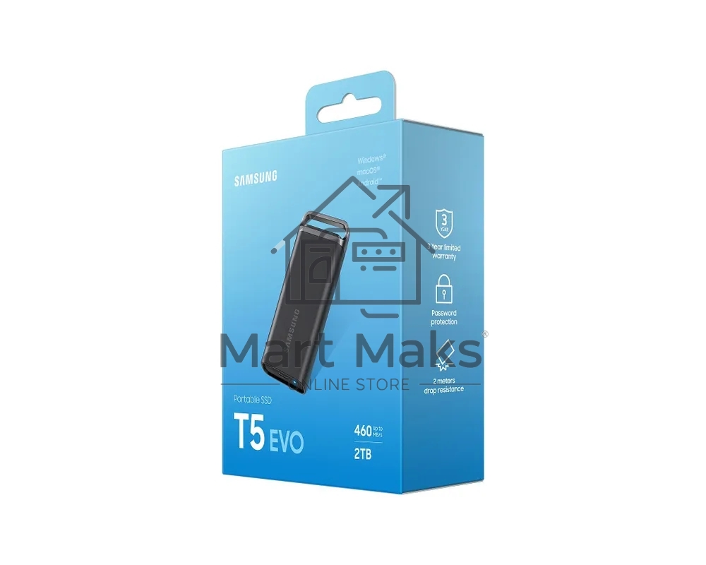 Внешний накопитель SSD Samsung T5 EVO External 2Tb (1024GB) BLACK USB 3.2 (MU-PH2T0S/WW) 1year