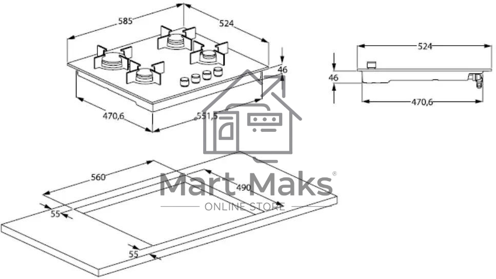 Встраиваемая газовая варочная поверхность Beko HILG 64120 S, черный