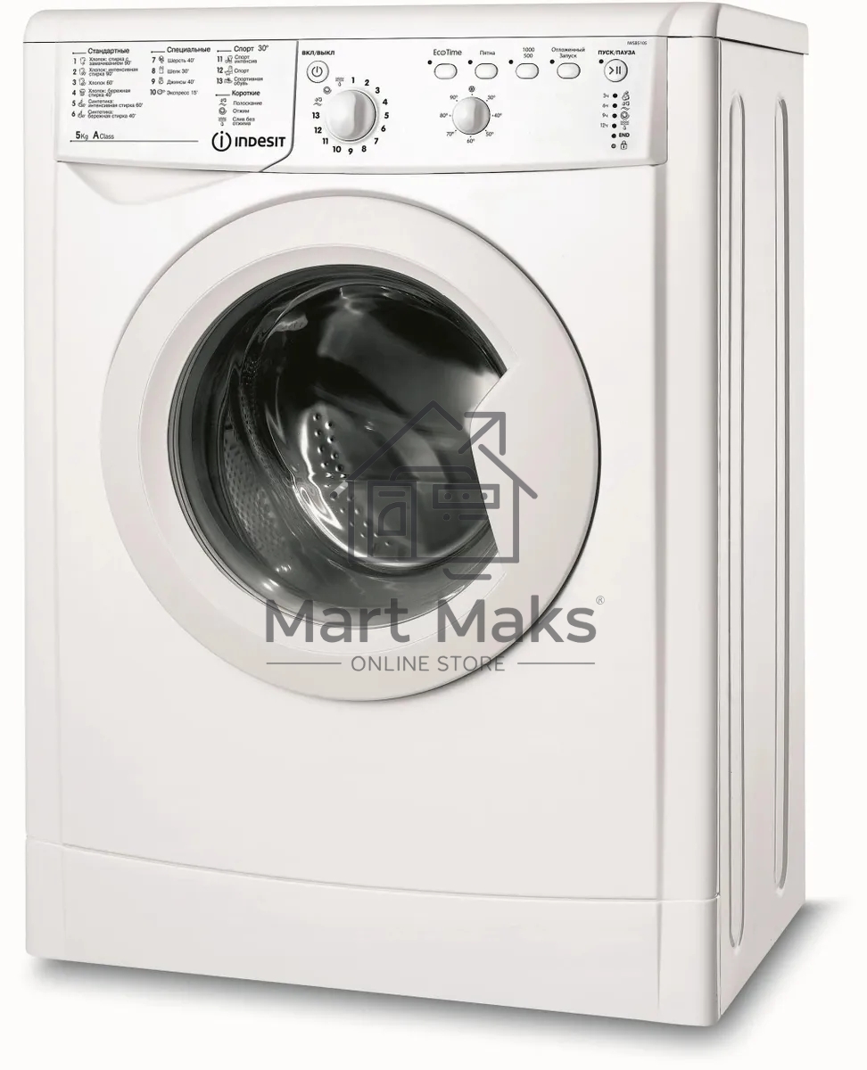 Стиральная машина Indesit IWSB 5105 (CIS) белый, загрузка фронтальная 5 кг, 1000 об/мин., класс: А