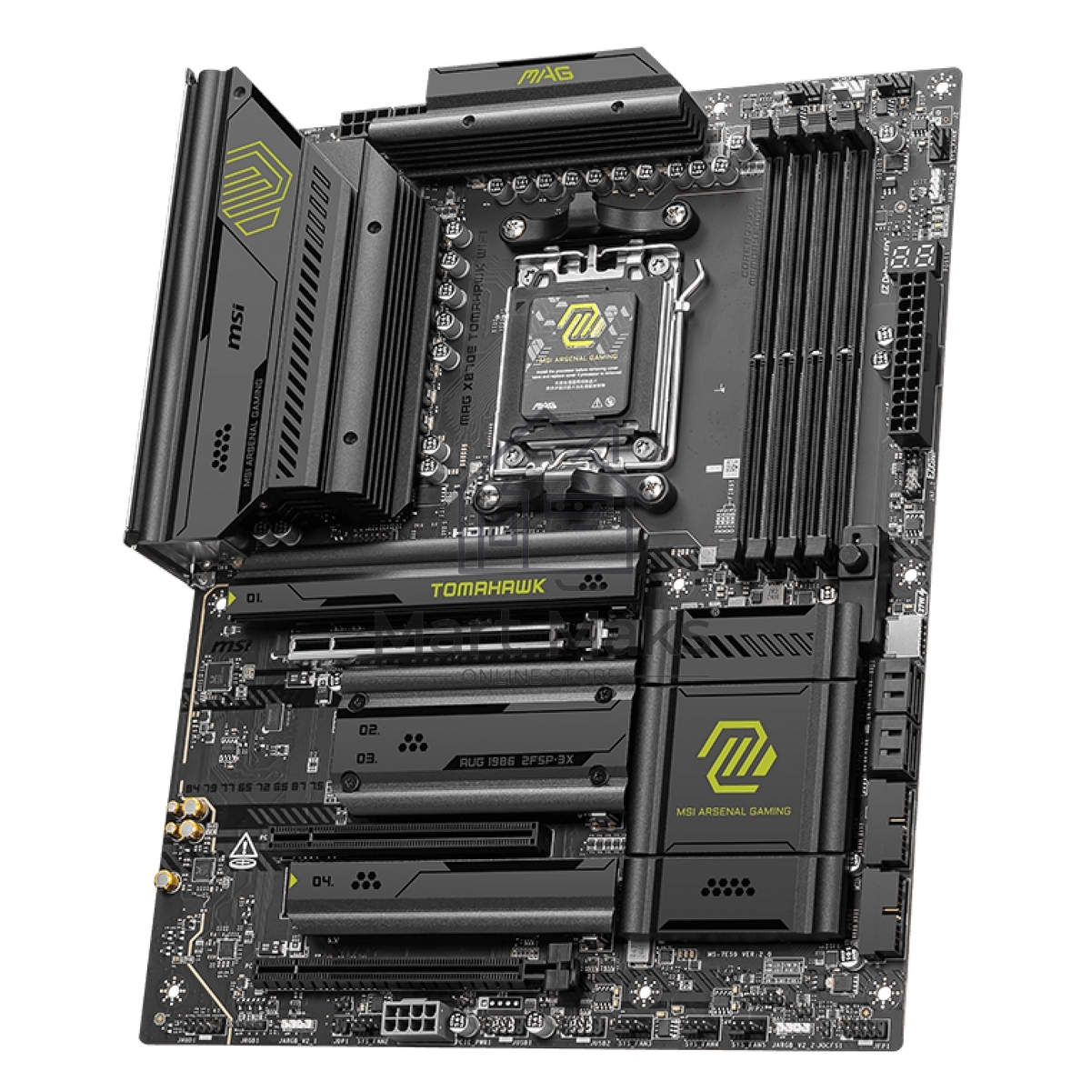 Материнская плата MSI MAG X870E TOMAHAWK WIFI, AM5, AMD X870, 4xDDR5, 4xSATA, 4xM.2, 1xPCI-E 5.0 x16, 1xPCI-E 4.0 x4, 1xPCI-E 3.0 x1, 1xHDMI, 2xUSB Type-C, 1x5Gb LAN, 2xUSB-A 3.2 Gen 2, 3xUSB-A 3.2 Gen 1, 4xUSB-A 2.0, 7.1, Wi-Fi 7, ATX