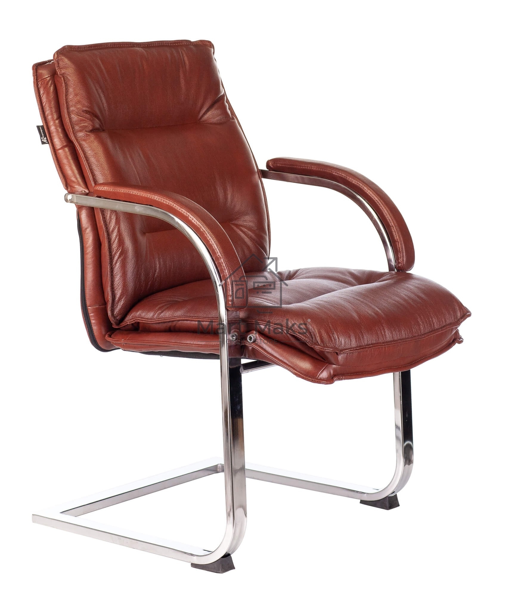 Кресло офисное Бюрократ T-9927SL-LOW-V Leather Eichel светло-коричневый, кожа, низк. спин. полозья металл хром