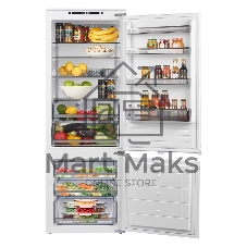 Встраиваемый холодильник Maunfeld MBF193NFW1GR Inverter белый двухкамерный 257/84 л морозилка снизу, No Frost