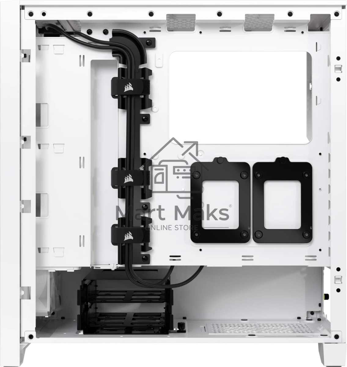 Компьютерный корпус без блока питания Corsair iCUE 4000D RGB Airflow, Midi-Tower, TG, 3x120mm RGB, 1xUSB-A 3.2, 1xUSB 3.2 Type-C, E-ATX, ATX, mATX, mITX White