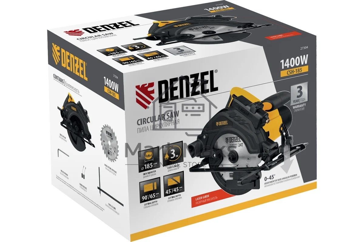 Пила циркулярная CSH-185, 1400 Вт, 185 мм Denzel