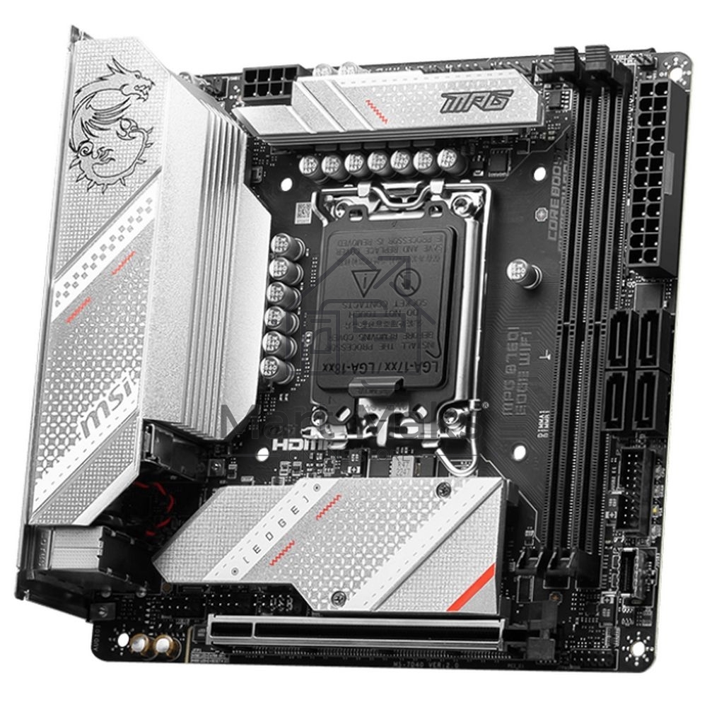 Материнская плата MSI MPG B760I EDGE WIFI, LGA 1700, Intel B760, 2xDDR5, 4xSATA, 2xM.2, 1xPCIe 5.0 x16, 1xHDMI, 1xDP, 1x 2.5Gb LAN, 4xUSB-A 3.2 Gen 1, 1xUSB-A 3.2 Gen 2, 2xUSB-A 2.0, 1xUSB-C 3.2 Gen 2, 3x3.5 мм, 7.1, Mini-ITX