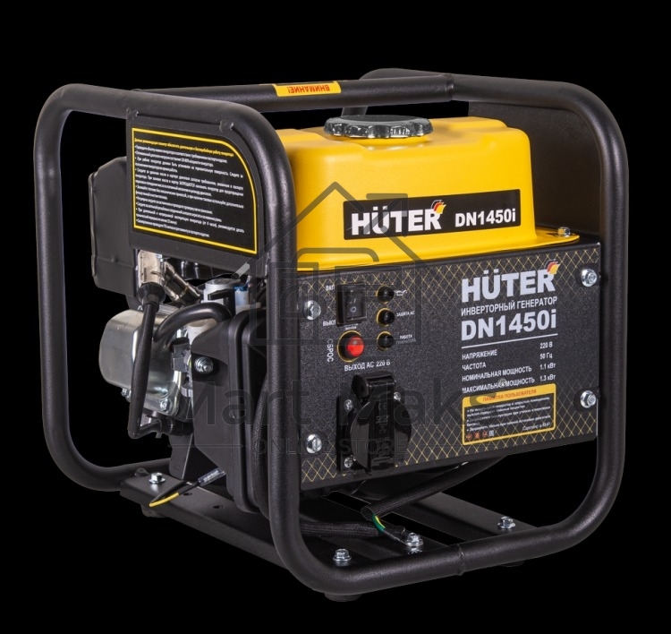 Электрогенератор бензиновый инверторный Huter DN1450i, 1.3 кВт, 96 дБ, 12.42 кг