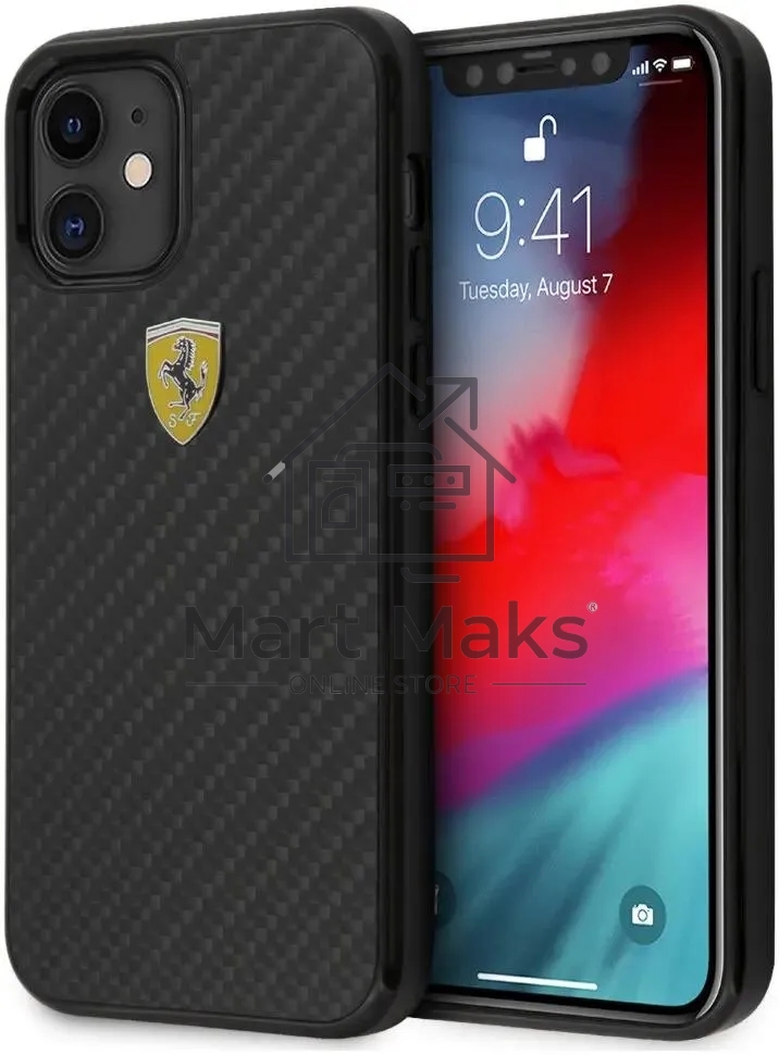 Чехол (клип-кейс) для Apple iPhone 12 mini Ferrari черный (FERCAHCP12SBK)