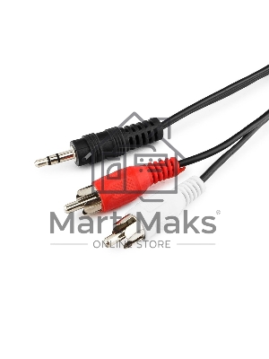 Кабель аудио Cablexpert CCA-458-0.2M-N, Jack 3.5(M)/2xRCA, 0.2м, черный, пакет