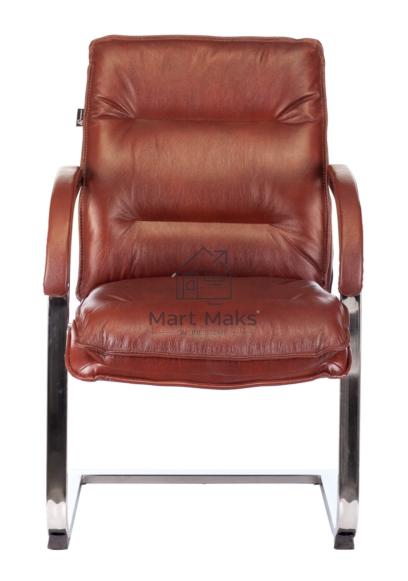 Кресло офисное Бюрократ T-9927SL-LOW-V Leather Eichel светло-коричневый, кожа, низк. спин. полозья металл хром