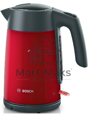 Чайник электрический Bosch TWK7L464 1.7 л, 2400 Вт., нерж.сталь, покрытая эмалью, красный, шкала уровня воды