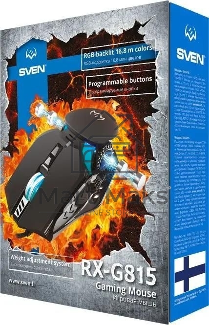 Мышь проводная SVEN RX-G815 черный, 8000 dpi, USB, кнопки - 7