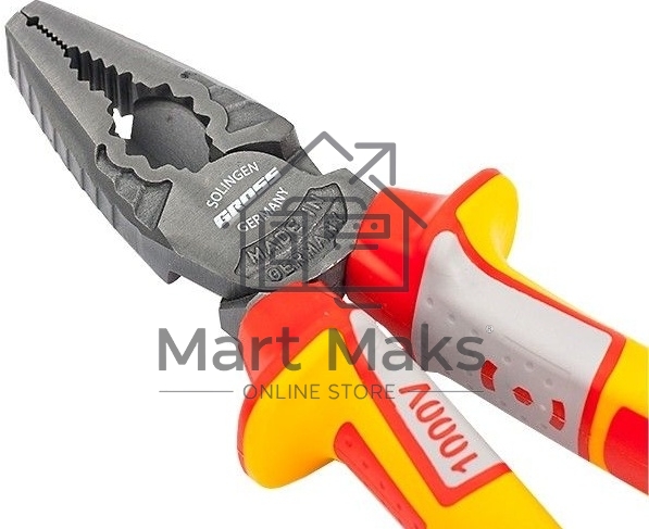 Плоскогубцы Gross 16989 комбинированные, диэлектрические, трехкомпонентные рукоятки, до 1000в, 180 мм