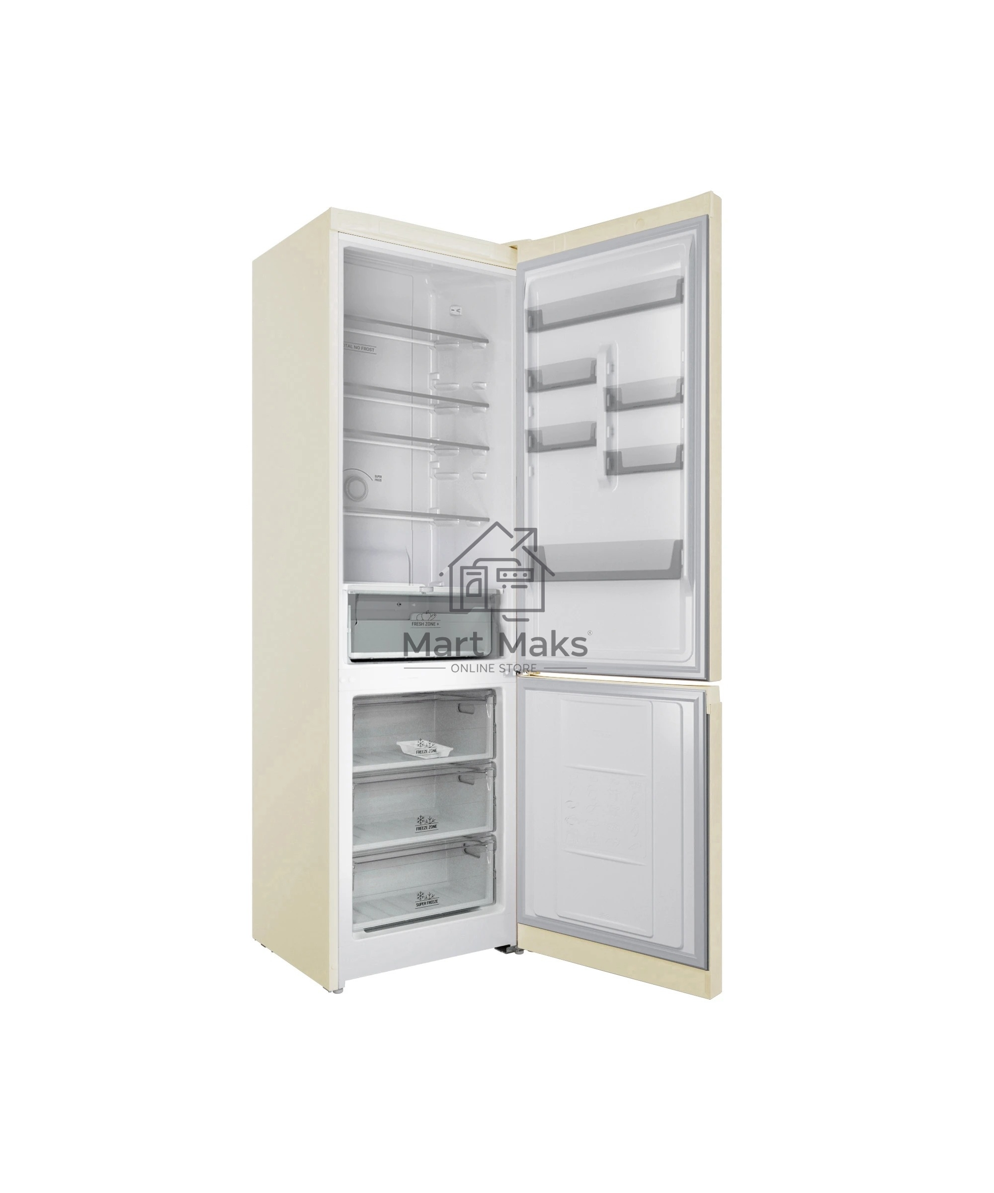 Холодильник Hotpoint HT 6200 AB бежевый двухкамерный 240/83л морозилка снизу, No Frost