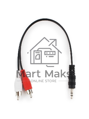 Кабель аудио Cablexpert CCA-458-0.2M-N, Jack 3.5(M)/2xRCA, 0.2м, черный, пакет