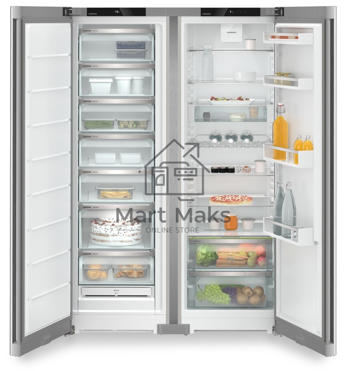 Холодильник Liebherr XRFsf 5220-22 001 (SFNsfd 5227-22 001 + SRsfd 5220-22 001) серебристый двухкамерный 398/271л морозилка сбоку, No Frost, Side by Side