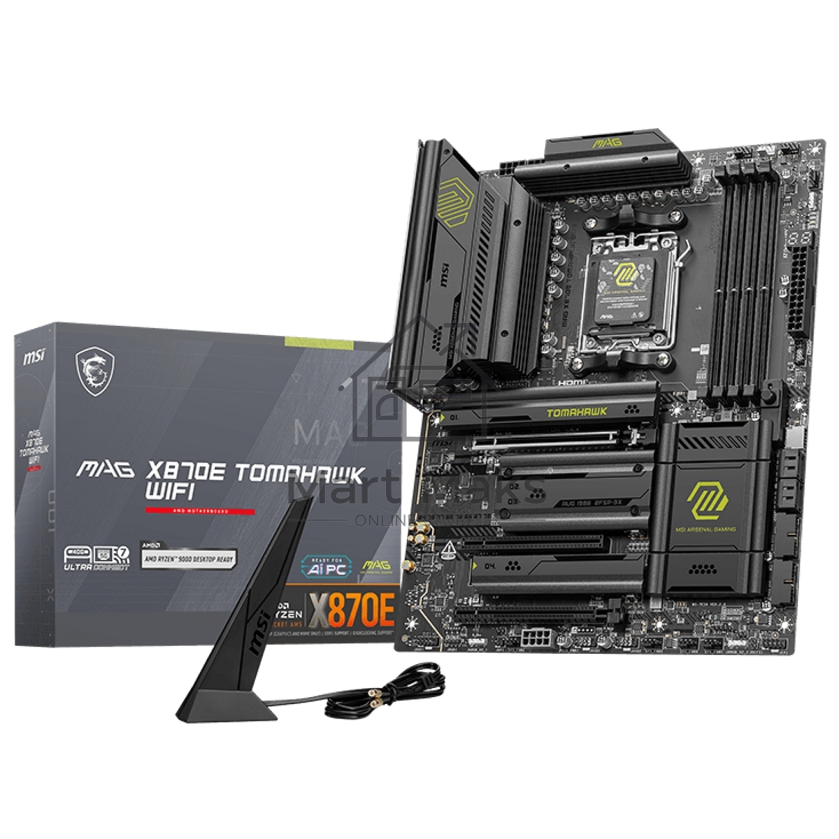 Материнская плата MSI MAG X870E TOMAHAWK WIFI, AM5, AMD X870, 4xDDR5, 4xSATA, 4xM.2, 1xPCI-E 5.0 x16, 1xPCI-E 4.0 x4, 1xPCI-E 3.0 x1, 1xHDMI, 2xUSB Type-C, 1x5Gb LAN, 2xUSB-A 3.2 Gen 2, 3xUSB-A 3.2 Gen 1, 4xUSB-A 2.0, 7.1, Wi-Fi 7, ATX