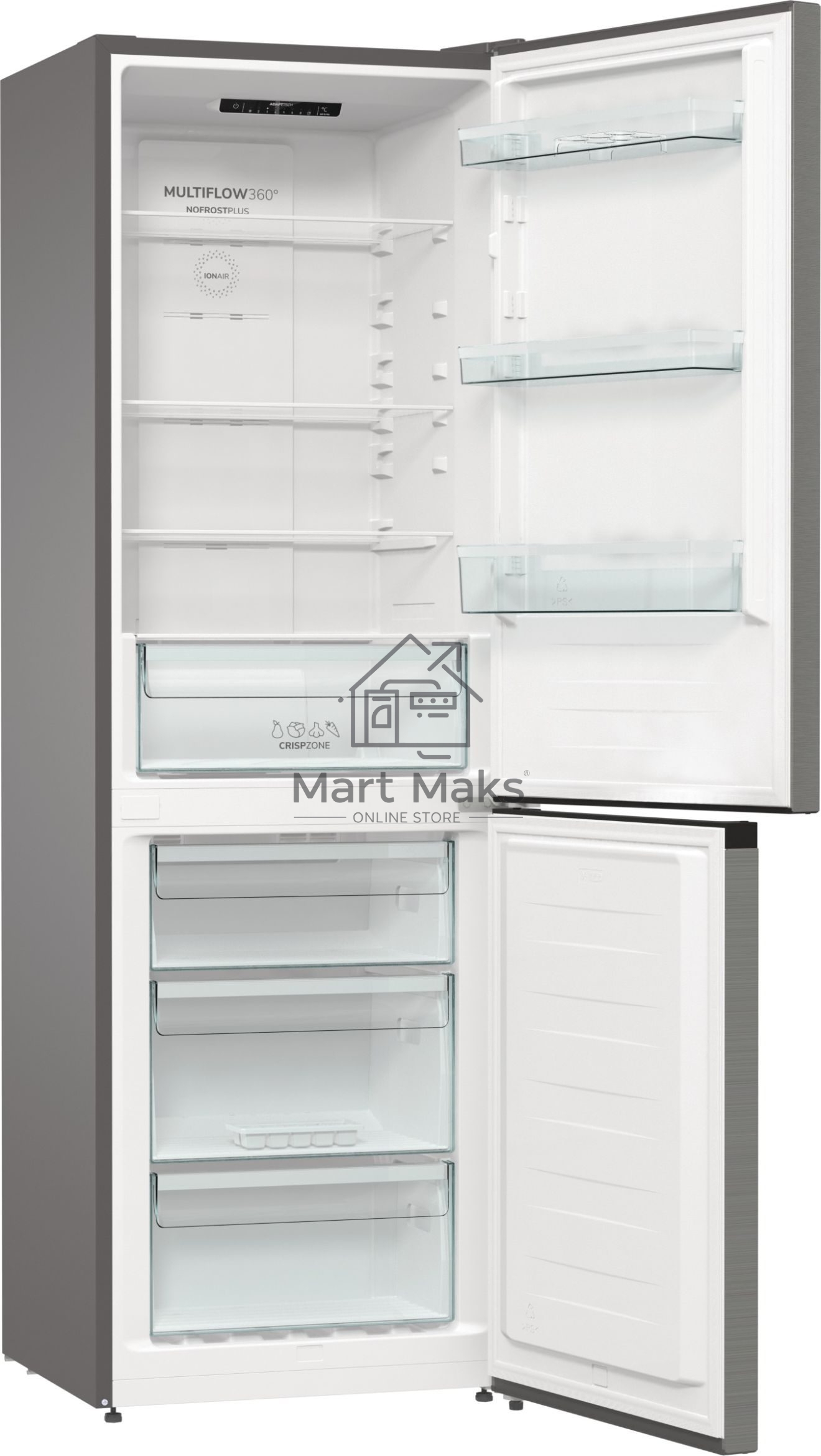 Холодильник Gorenje NRKE62XL серебристый металлик двухкамерный 203/99л морозилка снизу, No Frost