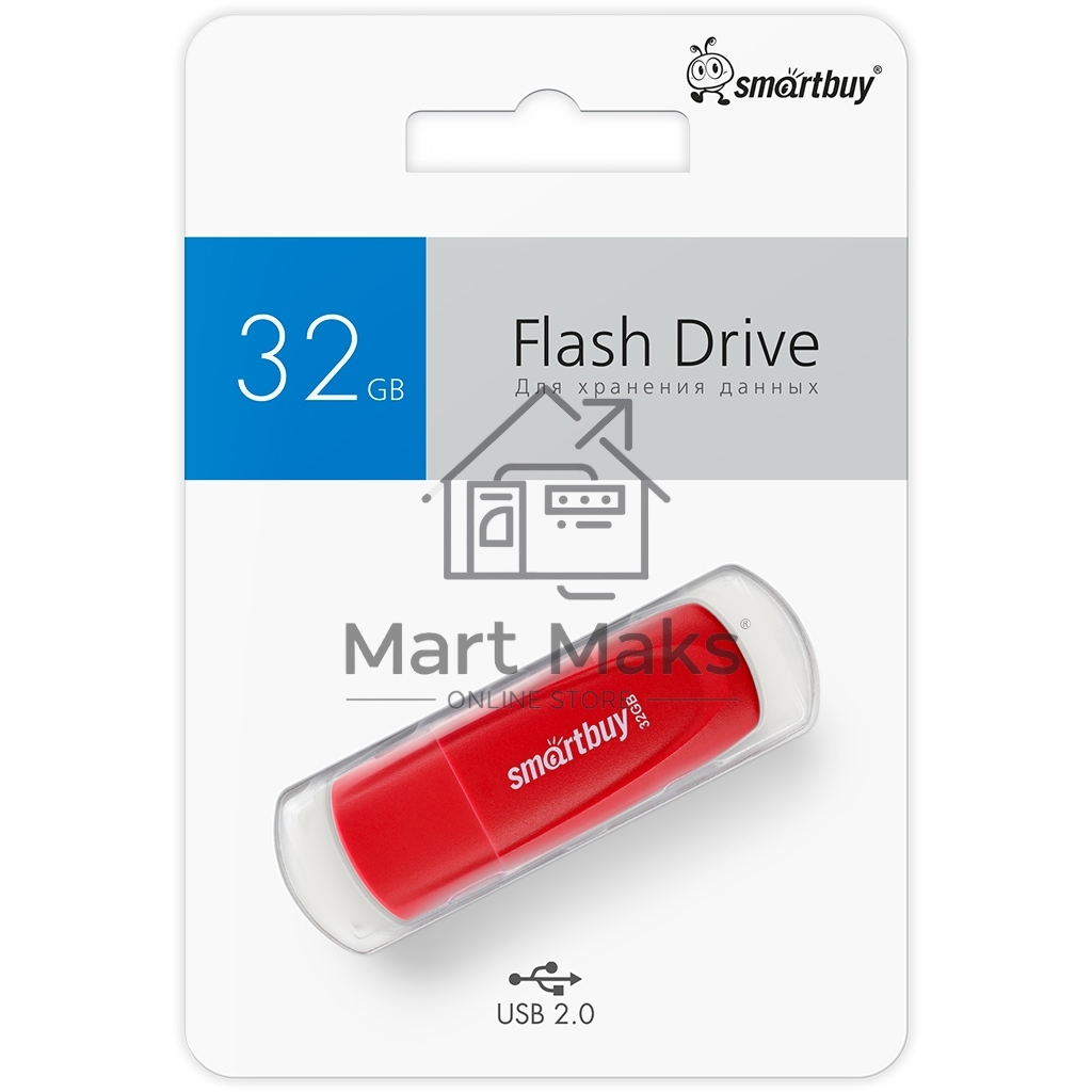 Флешка USB R/W SmartBuy R/W Scout Red (SB032GB2SCR), 32Gb, USB 2.0, R/W 13/8, красный