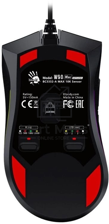 Мышь проводная A4Tech Bloody W90 Max черный, 10000 dpi, USB, кнопки - 10