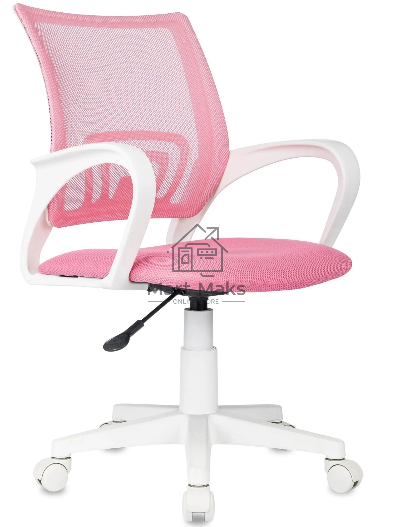 Кресло Domfy DK X-ROOM WH розовый TW-06A TW-13A сетка/ткань крестов. пластик белый