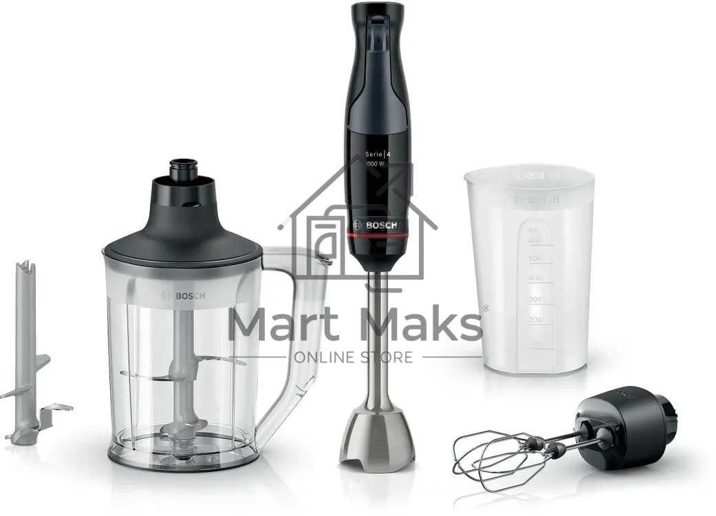 Блендер погружной Bosch MSM4B654 черный, 1000 Вт, 1 скорость