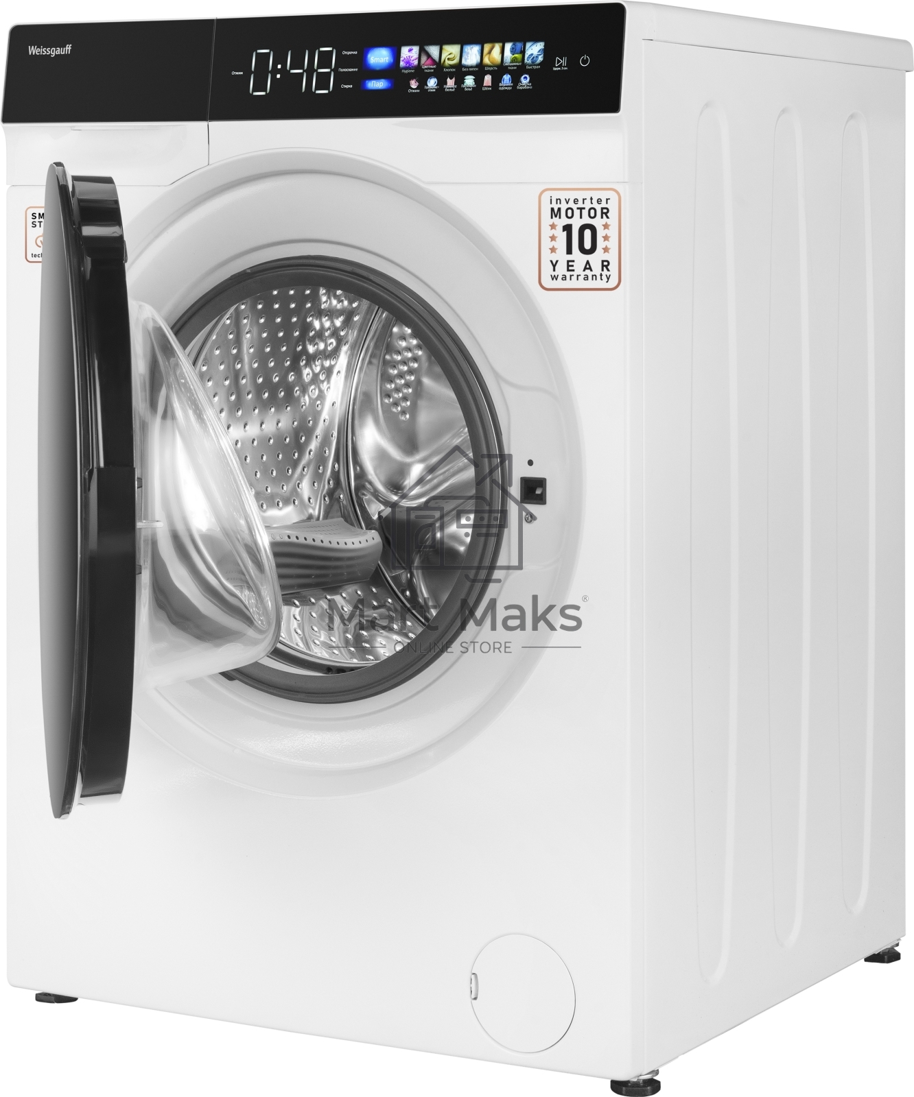 Стиральная машина Weissgauff WM 999 Full Touch DC Inverter Steam белый, загрузка фронтальная 12 кг, 1200 об/мин, класс А+++