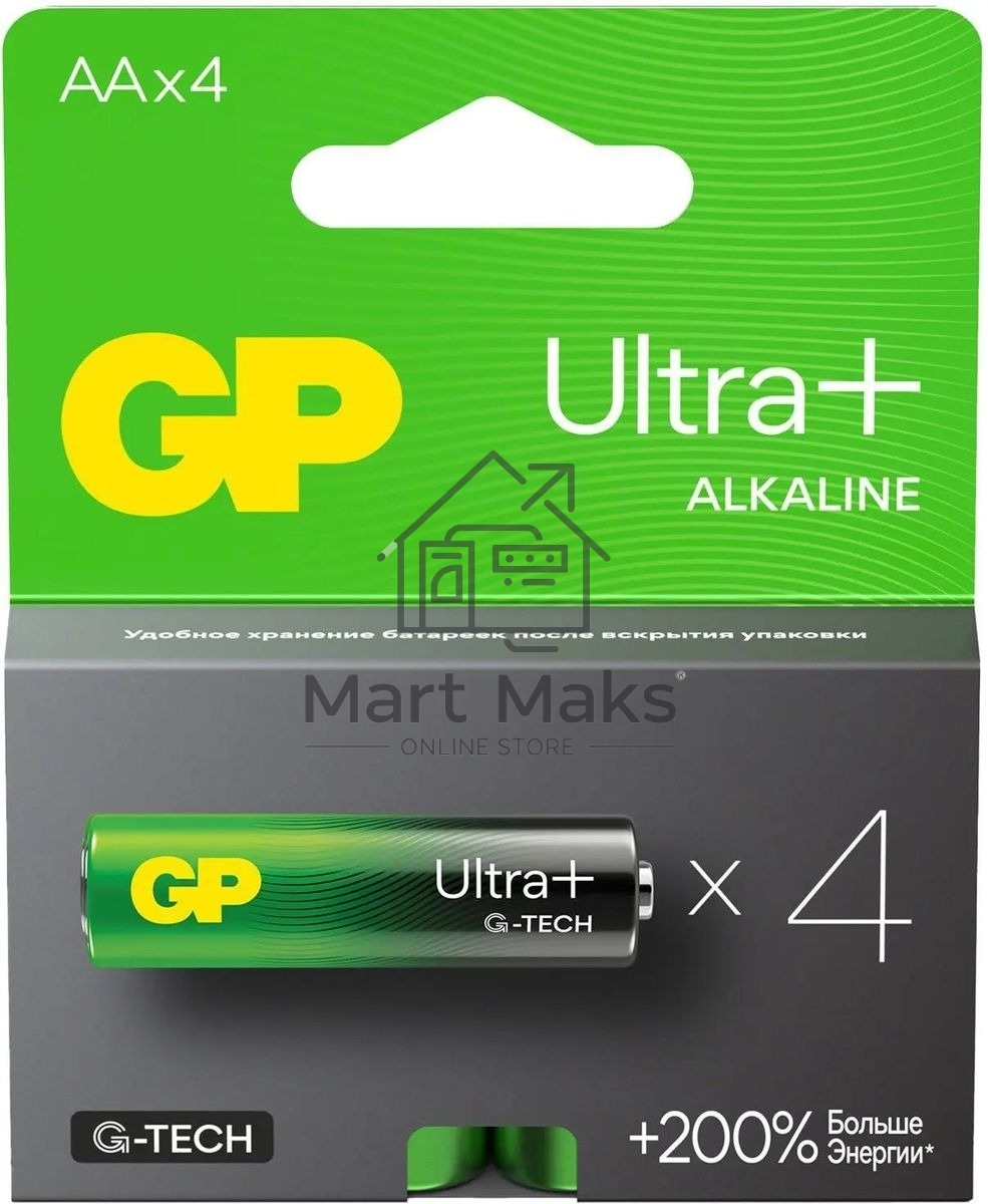 Батарея GP Ultra Plus Alkaline 15AUPA21-2CRSB4 AA (4шт) блистер