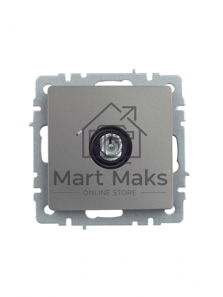 Розетка телевизионная проходная IEK BRITE РТВ10-0-БрС сталь