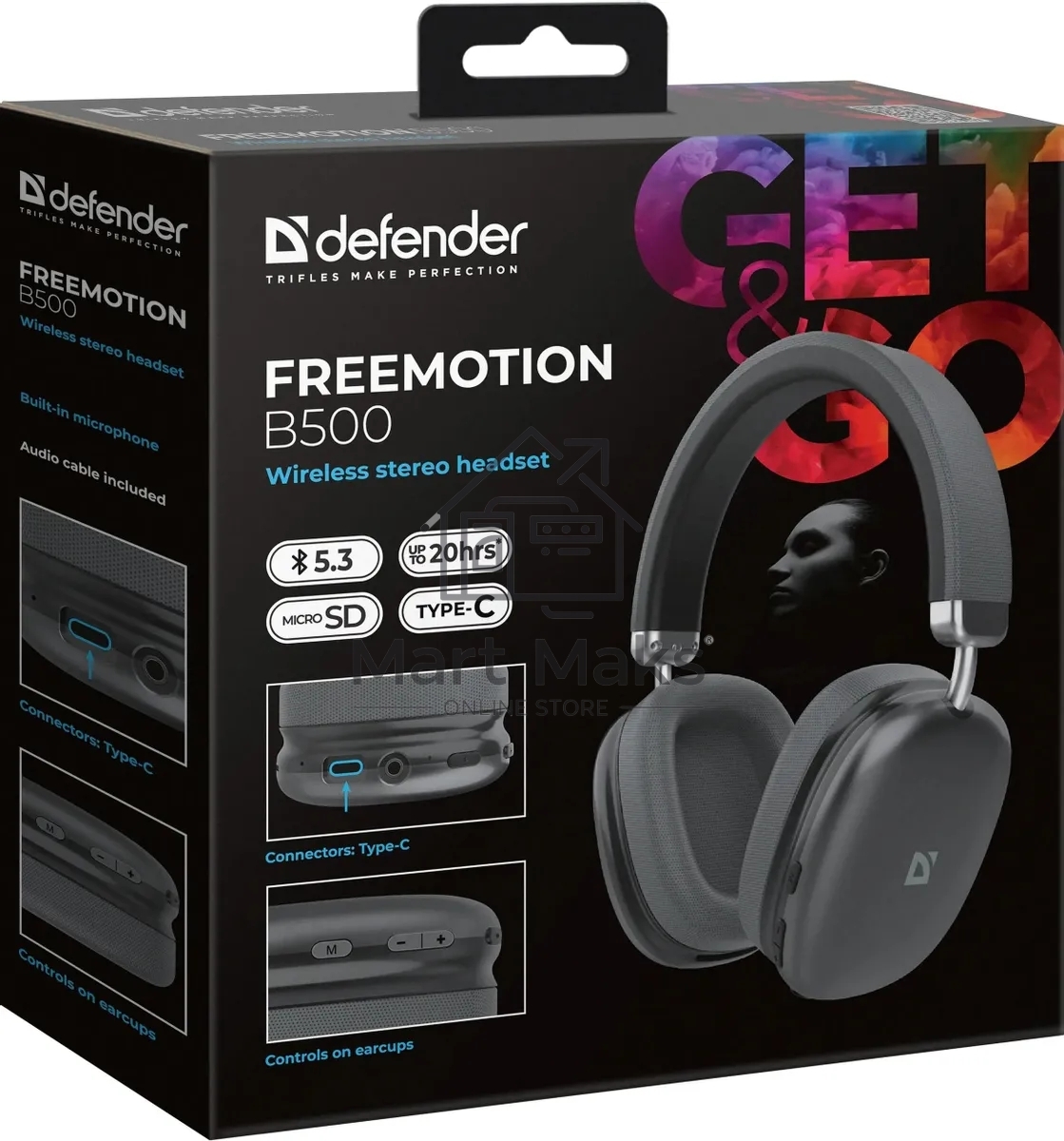 Беспроводная гарнитура DEFENDER (63500) FreeMotion B500 серый