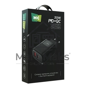 Зарядное устройство MORE CHOICE (4620202555526) NC81 СЗУ 1USB+1Type-C 3.0A PD 20W+ QC3.0, черный