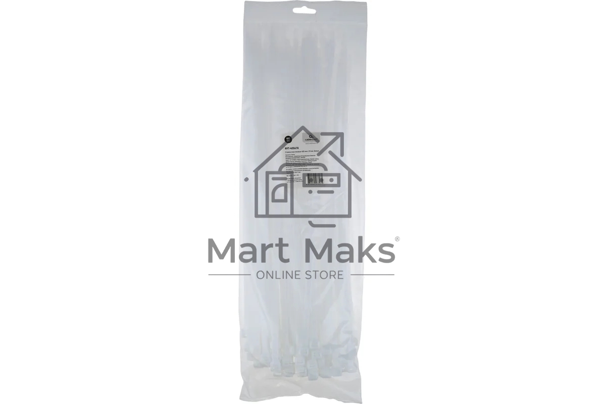 Стяжки Cablexpert NYT-400x7.6 пластиковые 400 мм х 7.6 мм, белые (100 шт.)