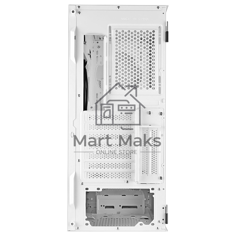 Компьютерный корпус Ginzzu GL 185 белый боковая дверца закаленное стекло на петлях на магнитах
