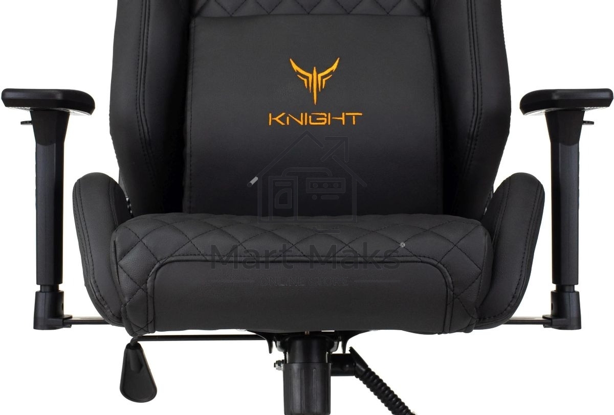 Кресло игровое Knight RAMPART черный, ромбик, эко.кожа, с подголов. крестовина металл